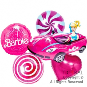 SET DE GLOBOS METALIZADO BARBIE 5 UNIDADES X 1